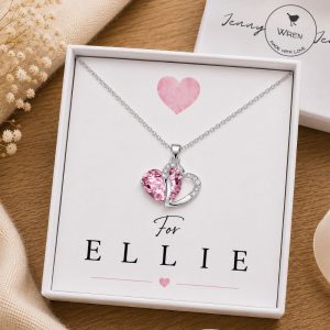 girls pink heart necklace gift for girls personalised name box childrens jewellery