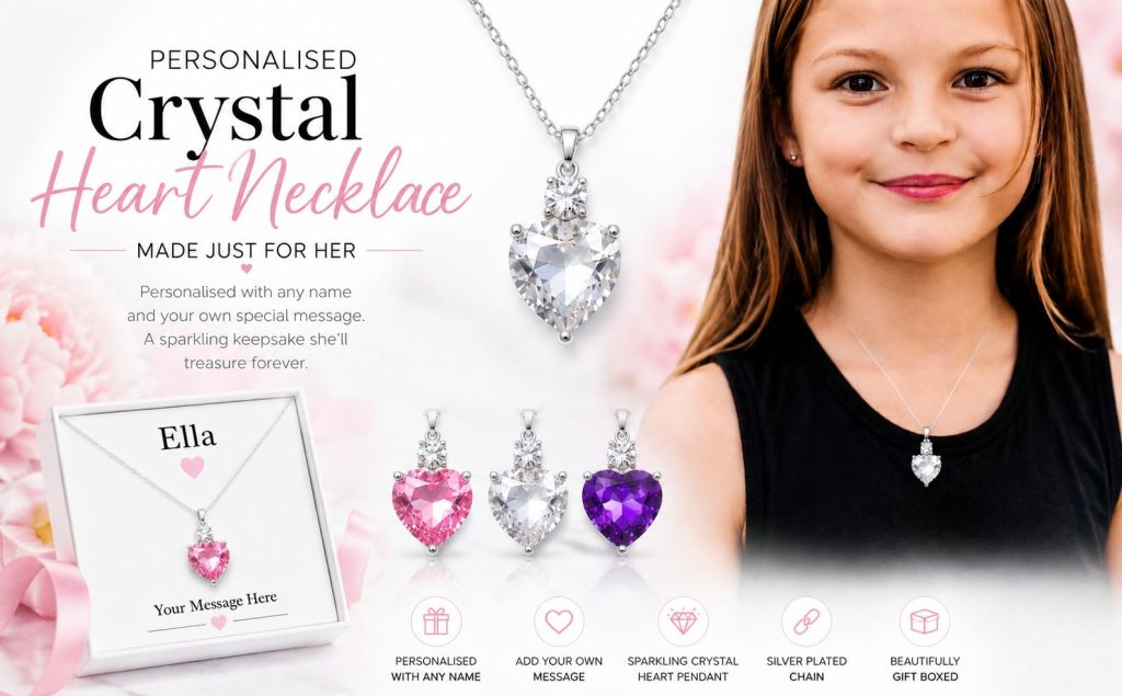 heart necklace personalised name gift for girls
