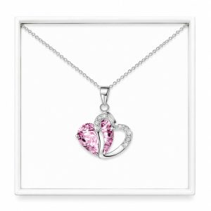 pink heart necklace gift for girls
