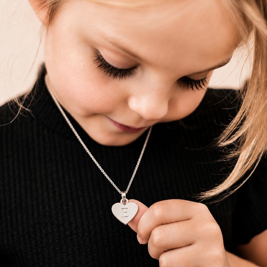 Sterling Silver Initial Heart Necklace | Personalised Gift for Women & Children - Image 6