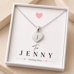 initial letter name necklace jewellery heart sterling silver