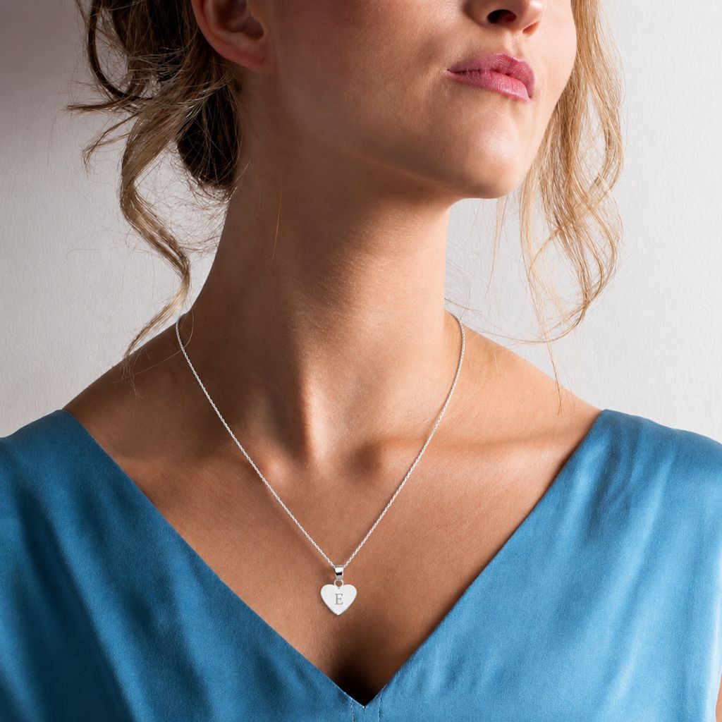 Sterling Silver Initial Heart Necklace | Personalised Gift for Women & Children - Image 5