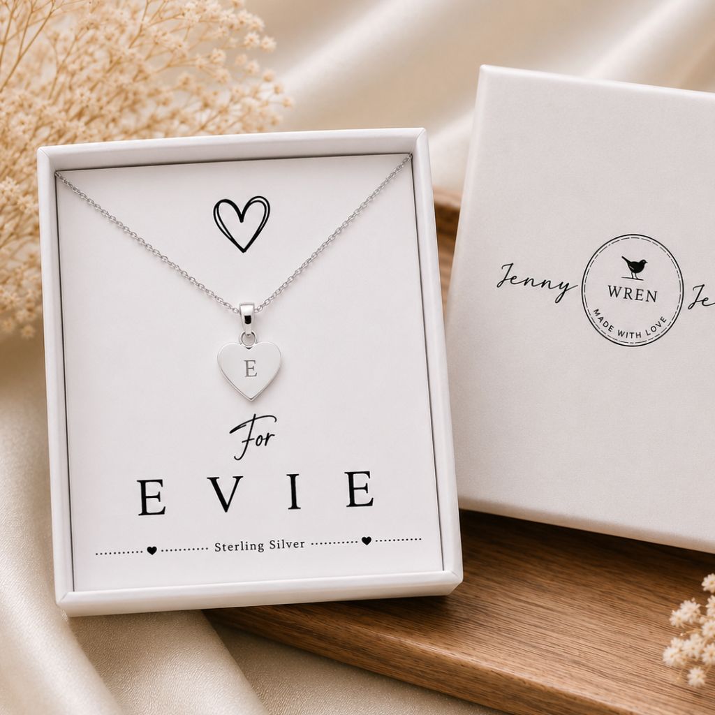 Sterling Silver Initial Heart Necklace | Personalised Gift for Women & Children - Image 2
