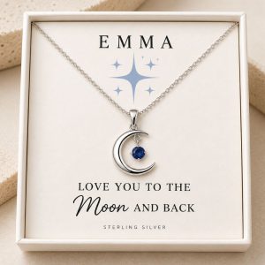 moon and star necklace personalised love you moon and back