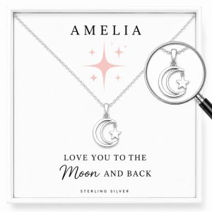 moon and star necklace for women and children love you to the moon and back
