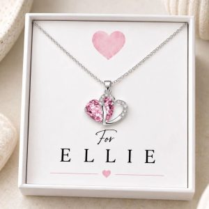 pink heart necklace for girls name jewellery
