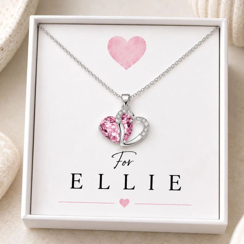 pink heart necklace for girls name jewellery