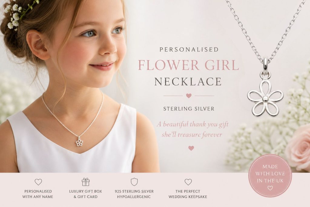 sterling silver flower girl bridesmaid necklace