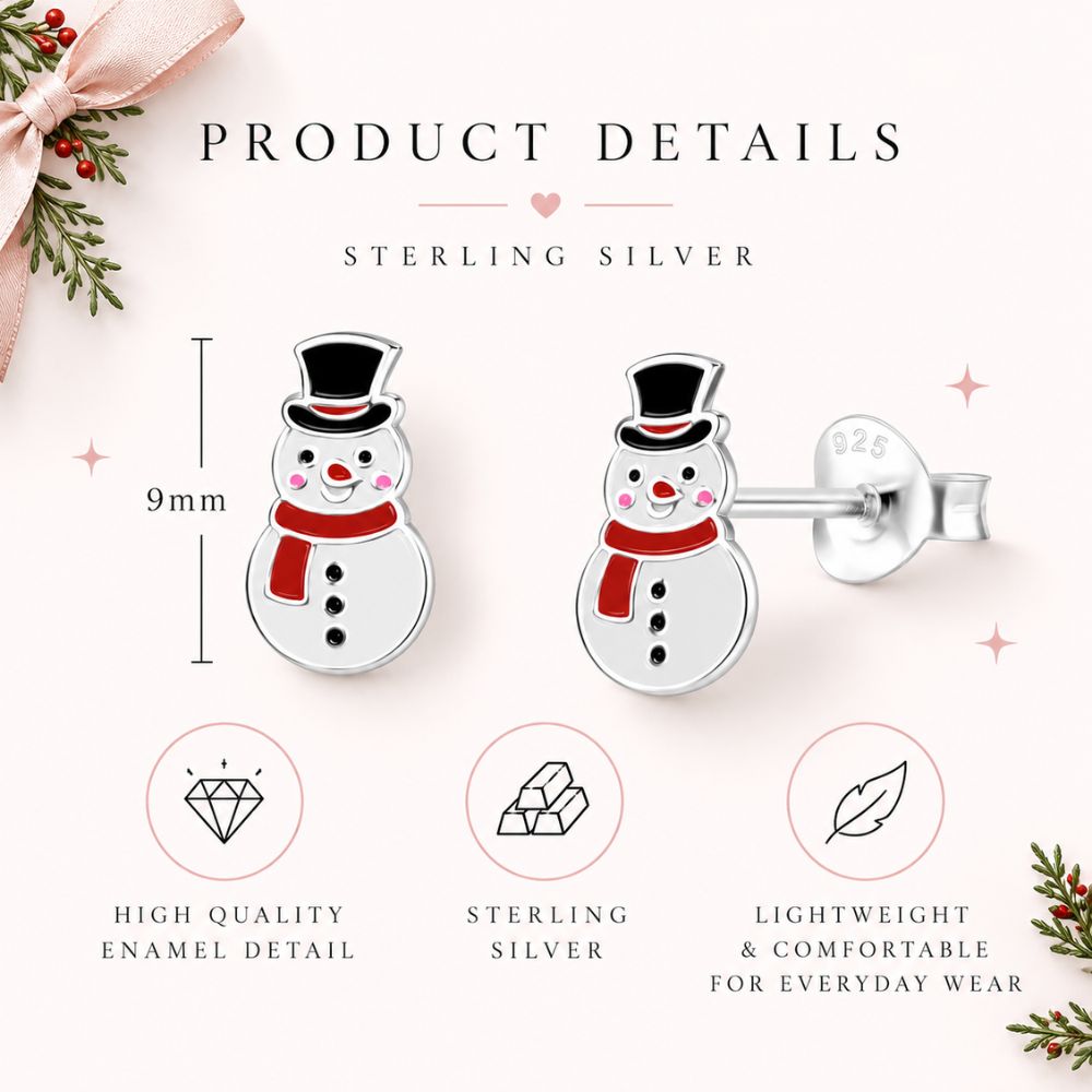 Personalised Sterling Silver Christmas Earrings for Girls - Image 4