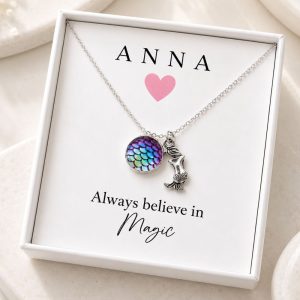 childrens mermaid jewellery necklace gift with name