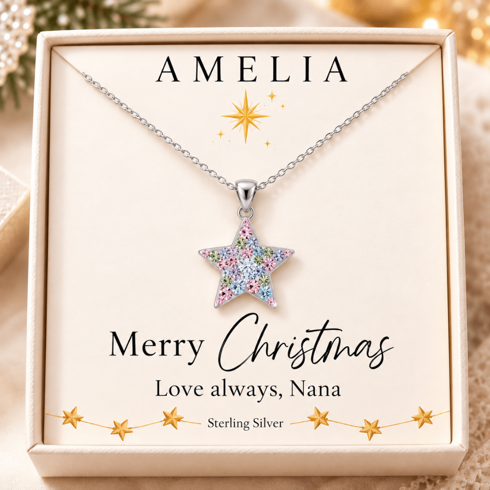 Personalised Sterling Silver Christmas Star Necklace for Girls - Image 2